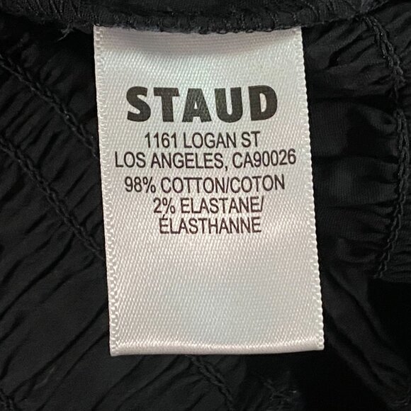 Staud Jules Puff Sleeve Peplum Smocked Y2K Peasant Cottage Cropped Cotton Top M - Picture 8 of 9